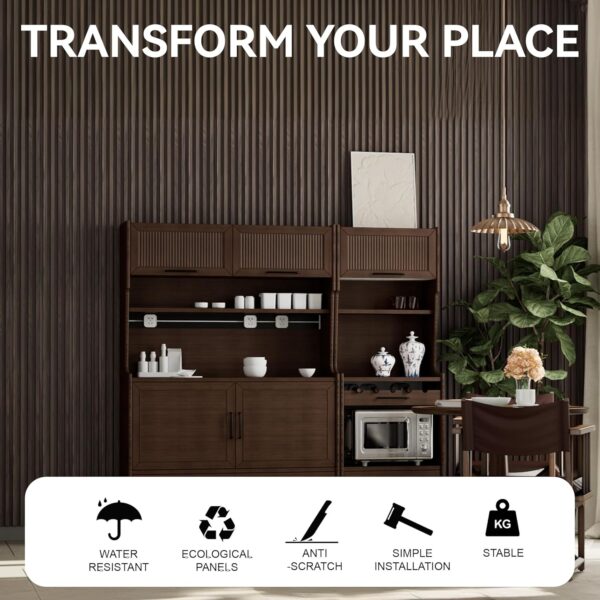 WPC Slat Wall Panels, 3-Pack 6.2 x 4 in Decorative Acoustic Slats 3D Wall Panels, Water-Proof and Easy Installation, Samples Pack