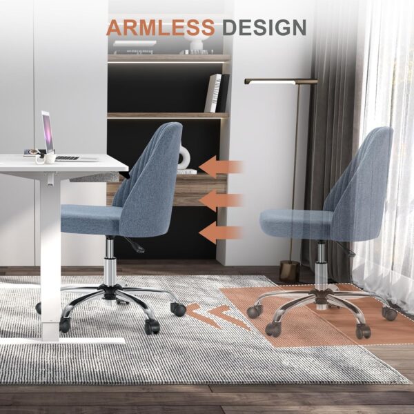 DUMOS Office Desk Chair, Modern Cute Rolling Vanity Swivel Task Seating with Wheels, Comfortable Back Seat Armless for Home, Bedrooms, Study, Student, Adults, Make-Up, Dressing Room