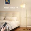 Ambimall Gold Arc Floor Lamp with Remote - Dimmable Bulb, Colors Temperature Adjustable, Easy Assembly, Modern Standing Lamp for Living Room Bedroom Office Reading Room Nursery (Beige Linen Shade)