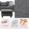 Sectional Couches with Ottoman Storage, Lounge Modular Sectional Sofa with Reversible Cup Holder, Modern Nail-Head L Shaped Couch for Living Room Furniture Sets, Bedroom, Gray