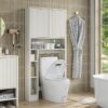 Furniouse 31''W Over The Toilet Storage Cabinet Modern Above Toilet Storage Cabinet with Fluted Doors & Adjustable Shelf for Bathroom, Antique White
