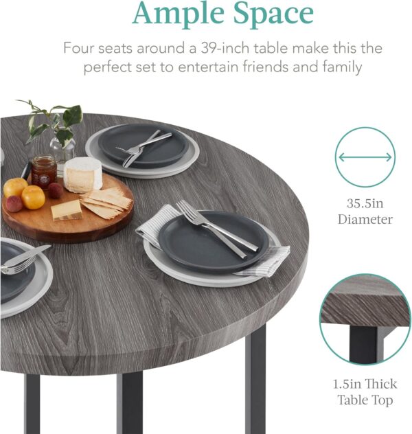 Best Choice Products 5-Piece Modern Round Counter Height Dining Set for Home Kitchen, Dining Room w/ 4 Chairs, 1.5in Thick Table - Gray