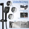 Gabrylly Bathtub Shower Faucet Set, Slide Bar Shower System with Handheld Shower Head Set, Tub Shower Trim Kit with Shower Valve,Matte Black