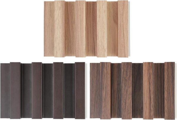 WPC Slat Wall Panels, 3-Pack 6.2 x 4 in Decorative Acoustic Slats 3D Wall Panels, Water-Proof and Easy Installation, Samples Pack