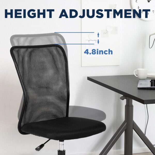 FDW Home Office Chair Mid Back Mesh Desk Chair Armless Computer Chair Ergonomic Task Rolling Swivel Chair Back Support Adjustable Modern Chair with Lumbar Support (Black)