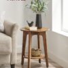 VASAGLE Side Table, Small Round End Table with Lower Shelf, Nightstand for Small Spaces, Living Room, Bedroom, Rustic Walnut ULET283T41