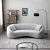 93” Modern Minimalist Curved Sofa Couch for Living Room, Unique Design, Chenille Cloud Couch with Soft Comfortable Upholstered for Bedroom, Apartment, Home Office (Gray Chenille)