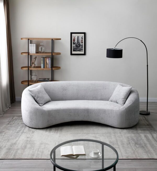 93” Modern Minimalist Curved Sofa Couch for Living Room, Unique Design, Chenille Cloud Couch with Soft Comfortable Upholstered for Bedroom, Apartment, Home Office (Gray Chenille)