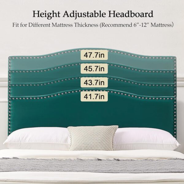 VECELO Full Bed Frame Platform Bed Frame with Upholstered Headboard, Strong Frame and Wooden Slats Support, Strong Weight Capacity, Non-Slip and Noise-Free, Easy Assembly,Dark Green
