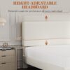 Yaheetech Queen Bed Frames with Adjustable Headboard, Chenille Fabric Upholstered Headboard/Platform Bed, Queen Size Bed Frame No Box Spring Needed/Wood Slats Support/Easy Assembly/Beige