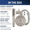 Waterpik High Pressure Pulsating Shower Wand and Rain Shower Head Combo with Extra-Long 8-Foot Metal Hose, HairWand Pulse Spa System 12 Spray Modes for Hair and Body, Brushed Nickel