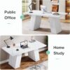 Tribesigns Modern Executive Desk, 63" Wooden Faux Marble Computer Desk with Base for Writing, White Large Simple Rectangular Workstation for Office, Conference, Meeting Room, Business Furniture & Home