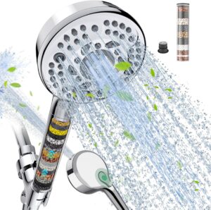 81fdRdqiifL._AC_SL1500_.jpg Filtered Shower Head with Handheld, 9-Spray Setting Detachable Shower Head with Filters, Shower Head for Hard Water - Filtered Chlorine, Improve Skin and Hair Texture,Chrome