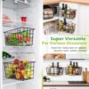 2 Pack Hanging Kitchen Baskets, Adhesive Wire Wall Storage Basket, No Drilling Hanging Fruit Baskets, Cabinet Door Organizer for Kitchen Bathroom Pantry, Upgrade Super-sized Adhesive
