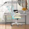 Home Office Chair, Ergonomic Comfy Desk Chair, High Back Computer Chair- Adjustable Headrest with Flip-Up Arms, Lumbar Support, Swivel Executive Task Chair (Modern, Beige)