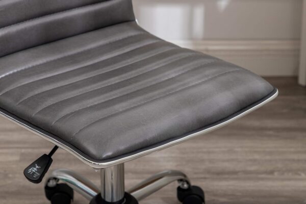 BTEXPERT Home Gray Swivel Mid Back Armless Ribbed Designer Task Faux Leather Soft Upholstery Office Chair (5029G)