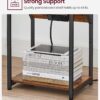 VASAGLE End Table with Charging Station, Set of 2, Small Side Tables for Living Room, Bedroom, Nightstand with Outlets and USB Ports, Bedside Table with Storage Shelf, Rustic Brown and Black