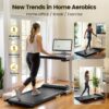 TINEF Under Desk Treadmill for Home and Office, Incline Walking Pad for Aerobic Exercise at Home, 4 in 1 Portable Treadmill for Walking, Jogging, Running and Climbing, 265 LBS Capacity