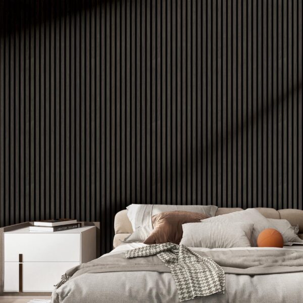 HPINUB 3D Acoustic Panels,Fluted Sound Absorbing Panel with Wood Finish for Stylish Decor and Noise Reduction,Textured Slat Wall Panels Wood Slats for Wall and Ceiling-23.6"x47.2"x2pcs (Matte Black)