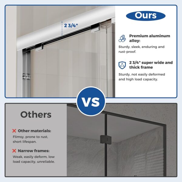 DELAVIN 56-59 in. W x 59 in. H Semi-Frameless Double Sliding Tub Shower Door, Water Repellent Bathtub Door, SGCC Tempered Bathtub Glass Door with Explosion-Proof Film, Stainless Steel Hardware