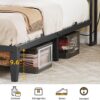 DWVO Queen Size Bed Frame, Platform Bed Frame with Charging Station, Upholstered Storage Headboard Metal Bed Frame with USB Ports, No Box Spring Needed, Under Bed Storage, Easy Assembly, Rustic Brown