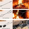 5 Pieces Fireplace Tools Sets Indoor Outdoor Wrought Iron Large Fire Place Set Tools, Fire Pit Tools with Poker Shovel Tongs Brush and Stand, Black