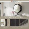 Keonjinn 28 x 28 Inch Round Black Mirror Medicine Cabinet, Modern Black Framed Vanity Bathroom Mirror with Storage