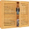 VIAGDO Wall Cabinet Bathroom Storage Cabinet Wall Mounted with Adjustable Shelves Inside, Double Door Medicine Cabinet, Utility Cabinet Organizer Over Toilet, Bamboo, 23.2''Lx8.3''Wx20.1''H