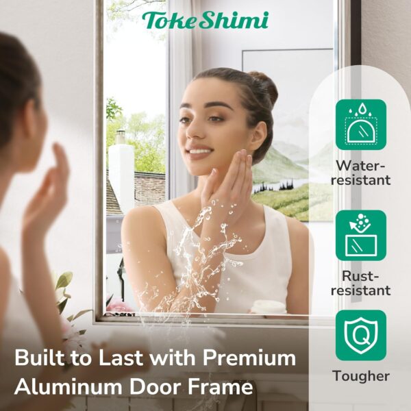 TokeShimi 14x24 Recessed or Surface Mounted Medicine Cabinet Mirrored, Brushed Nickel Bathroom Medicine Cabinet Mirror Aluminum Framed Modern Farmhouse, Metal Mirror with Storage Adjustable