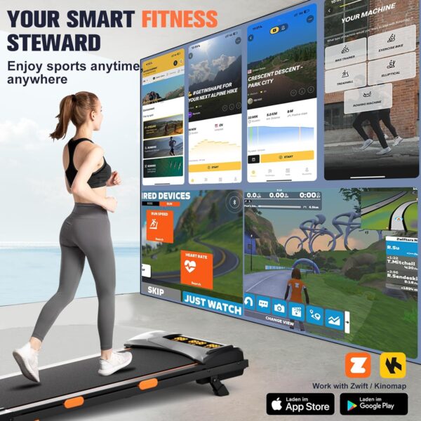 12% Incline Walking Pad Treadmill, Full-Screen Display, Under Desk Treadmill with Incline, Portable Treadmills for Home Office, Compact Walking Treadmill, APP/Remote Control, 300+ lb Capacity,