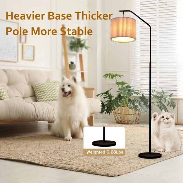 68" Floor Lamp,9W Edison Bulb Included Swingable lamp Head Standing Lamp with Foot Switch with Pleated Lampshade, Tall Floor Lamp Reading for Living Room Bedroom Office Classroom Dorm Room