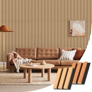 Wood Slat Acoustic Panels, 5.91" X 4.92" Sound Wall Panels for Stylish Decor and Noise Reduction, 3D Textured Panel for Ceiling and Wall, 2 Walnut Sample Pack