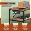 WLIVE Led Dresser TV Stand for Bedroom, Entertainment Center with LED Lights and Power Outlet, 6 Drawer Dressers with Double Open Shelves, Rustic Brown TV Stands