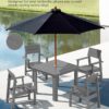 SERWALL HDPE Outdoor Dining Set, 37-inch Square Table and Chairs Set All Weather Patio Dining Set, 5-Piece Patio Dining Furniture for Deck, Garden, Backyard, Slate Gray
