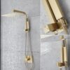 Brushed Gold Shower Fixtures, Gold Shower Faucet Set with 12 Inch Gold Shower Heads with Handheld Spray Combo and Tub Spout, Shower Systems with Rain Shower and Handheld (Valve Included)