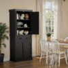 Furmax 72" Kitchen Pantry Cabinet, Tall Storage Cabinets with a Drawer, 2 Cabinets, 4 Adjustable Shelves, Modern Freestanding Cupboard for Kitchen, Dining Room, Living Room and Bathroom (Black)