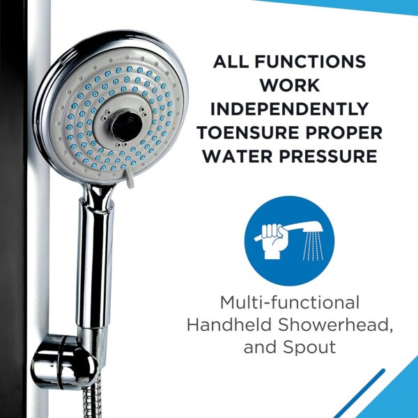 Blue Ocean 52" Aluminum SPA392B Shower Panel Tower System with 8 Adjustable Massage Jets and Rainfall Shower Head & Tub Spout