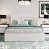 SHA CERLIN Queen Size Lift Up Storage Bed/Velvet Upholstered/Modern Wingback Headboard/Upholstered Platform Bed Frame/Hydraulic Storage/No Box Spring Needed/White