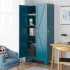 71'' Farmhouse Metal Storage Cabinet with Barn Doors,Steel File Cabinet for Home Office,Kitchen Pantry 4 Adjustable Shelves,Freestanding Cupboard for Kitchen,Home Office (Peacock Blue)