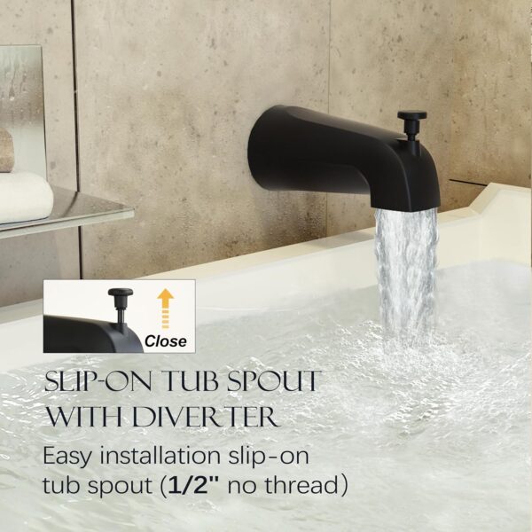 Tub Shower Faucet Set - Tub and Shower Faucet Set with 5.5 inch Rain Shower Head, Single Handle Shower Trim Kit, Bathtub Faucet Shower System with Shower Valve, Matte Black