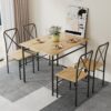 VECELO 5-Piece Kitchen Dining Table Set, Wood Tabletop & Heavy-Duty Metel Frame, Rectangle Dinette with 4 Chairs for Small Space, Breakfast Nook, Natural & Black