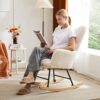 Sweetcrispy Rocking Chair Nursery, Teddy Upholstered Glider Rocker with High Backrest, Reading Chair Modern Rocking Accent Chairs Glider Recliner for Living Room, Nursery, Bedroom