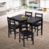 Dkelincs 5 Piece Dining Table Set Kitchen Table and Chairs for 4 Modern Wooden Rectangular Dining Room Table with 4 Chairs for Kitchen, Restaurant, Small Space, Dark Brown