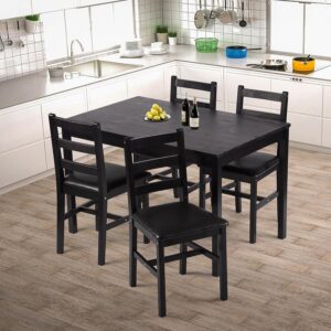 Dkelincs 5 Piece Dining Table Set Kitchen Table and Chairs for 4 Modern Wooden Rectangular Dining Room Table with 4 Chairs for Kitchen, Restaurant, Small Space, Dark Brown