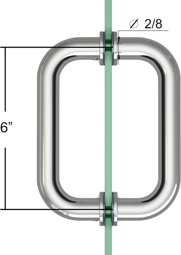 Shower Door Handle Back to Back Door Pull Handle for Sliding Glass Shower Door Stainless Steel Chrome Finish Tubular Sliding Door Handle 6 inch