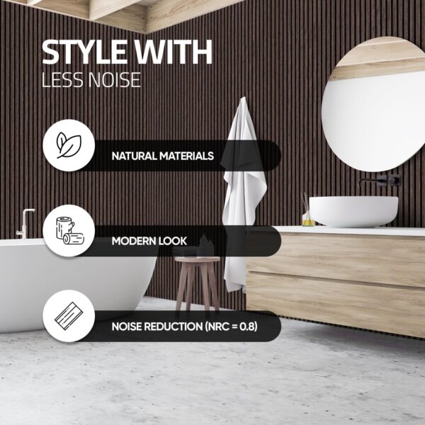 Luxury Wood Slat Panels. 14sf of Premium Acoustic Wood Panels for Walls. Wood slat wall panel for interior decor. Acoustic Wood Slat Panel. Soundproof wall panels (Dark Walnut)