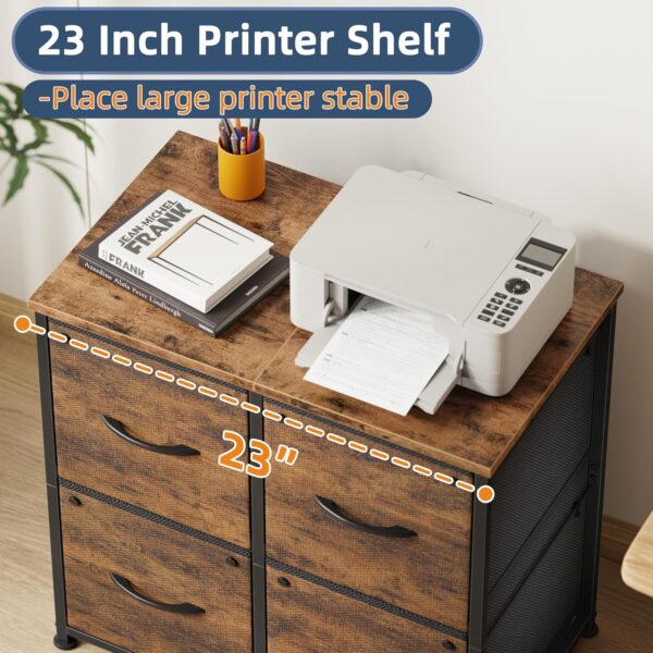 4 Drawer Lateral File Cabinet, Filing Cabinet for Home Office, Functional Fabric Office Storage Cabinet, Cloth File Drawer Fits A4/Letter Size, Printer Stand, Rustic Brown
