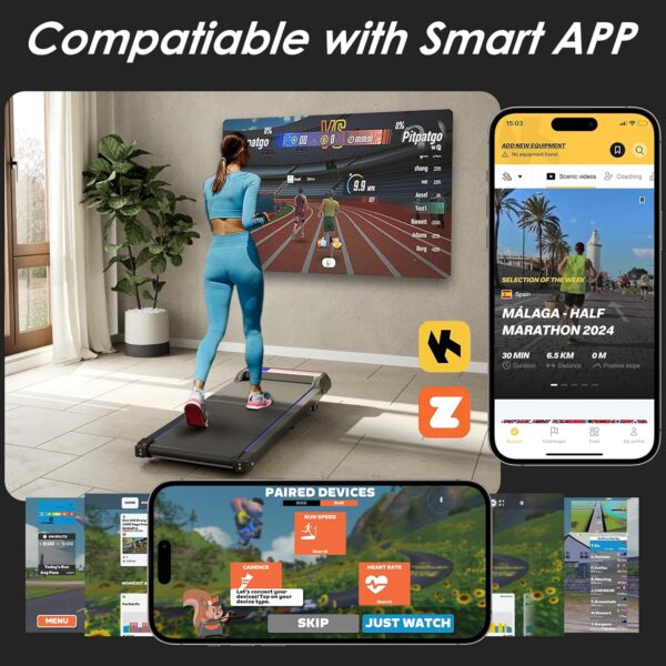 3 in 1 Treadmill, Portable Under Desk Walking Treadmill with Incline for Home/Office, Remote Control, LED Display