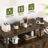 Yoobure Storage Cabinet with Doors and Shelves, LED Coffee Bar Cabinet with Power Outlet, Farmhouse Kitchen Buffet Cabinet with Drawers Accent Pantry Cabinet Sideboard for Living Room Entryway