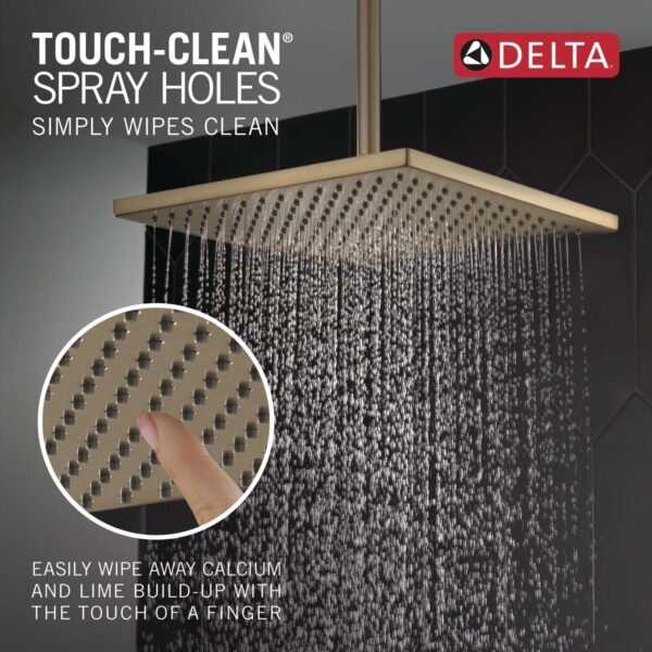 Delta -faucet Single-Spray Raincan Shower Head, Gold Shower Head, Rainfall Shower Head, Square Shower Head, 2.5 GPM Flow Rate, Lumicoat Champagne Bronze 52159-CZ-PR25